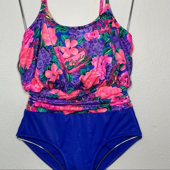 Vintage 80’s‎ Catalina Floral Paradise Swimsuit​ - Picture 3 of 10